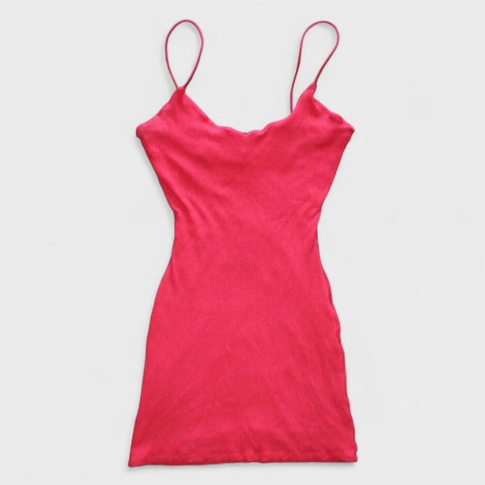 Vintage Windsor Red Ribbed Bodycon Mini Dress